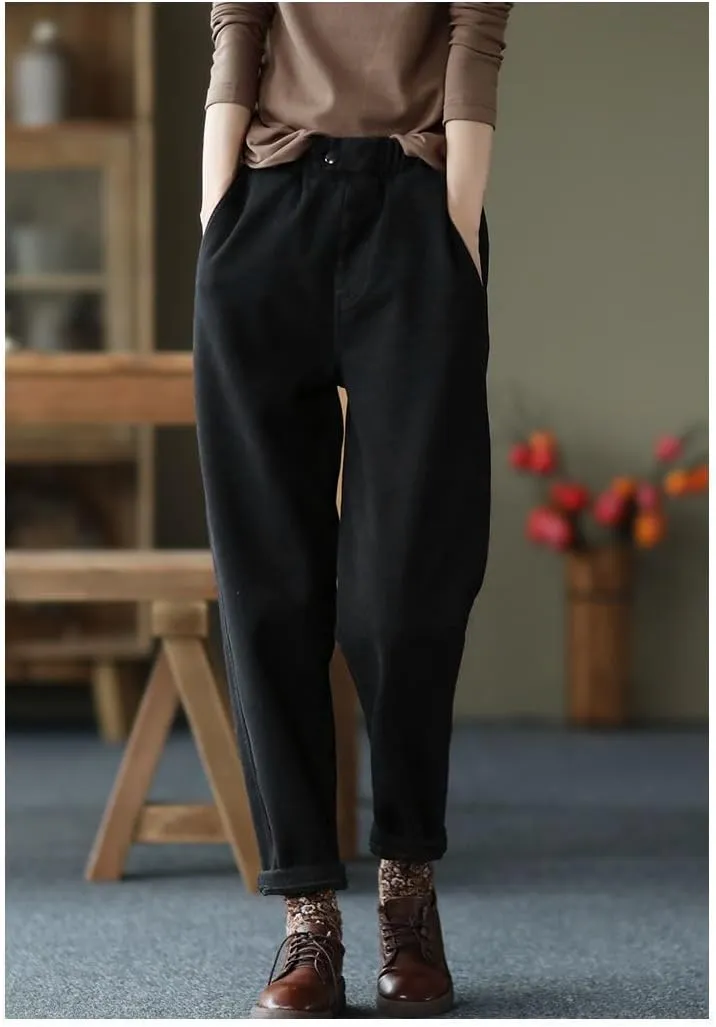 TIAFORD Women's Thermal Warm Winter Cotton Fleece Lined Sweatpants High Waisted Straight Leg Slim Fit Trouser with Pockets