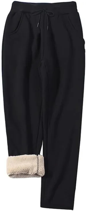 VIVICOLOR Women's Warm Sherpa Lined Athletic Sweatpants Ladies Jogger Fleece Pants Winter Fleece Lined Pants