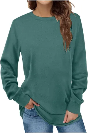 Women's Oversized Long Sleeve Shirt Winter Crewneck Pullover Tunic Tops Casual Loose Tee Shirts for Leggings