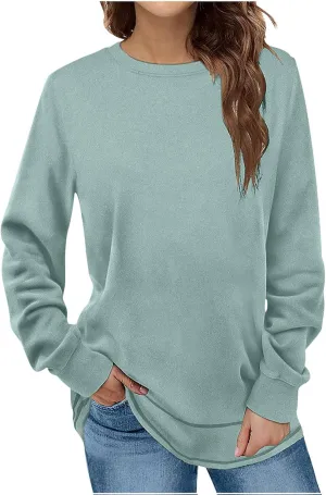 Women's Oversized Long Sleeve Shirt Winter Crewneck Pullover Tunic Tops Casual Loose Tee Shirts for Leggings