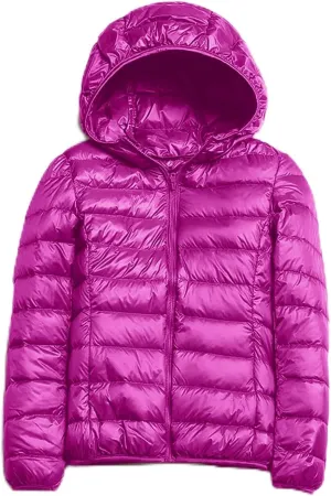 Women's Winter Down Long Jacket Warm Packable Down Thickened Puffer Warm Coat Lightweight Slim Fit Hooded Jackets