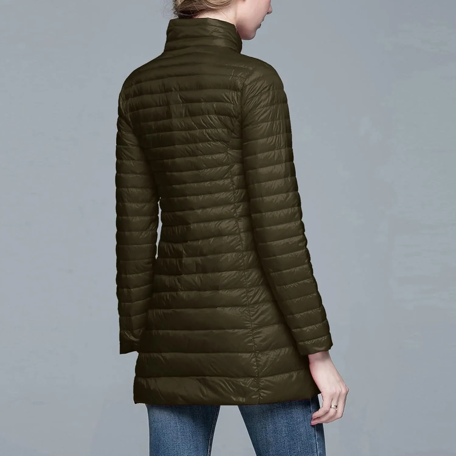 Women's Winter Down Long Jacket Warm Packable Down Thickened Puffer Warm Coat Lightweight Slim Fit Hooded Jackets